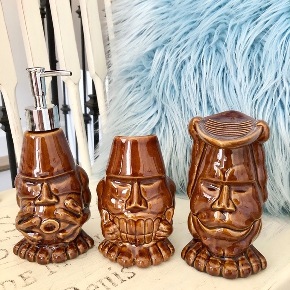 Tiki Farm, 3 Piece, Bathroom Set, 2007, Designed By, Drew Brophy, VERY RARE - Picture 1 of 15